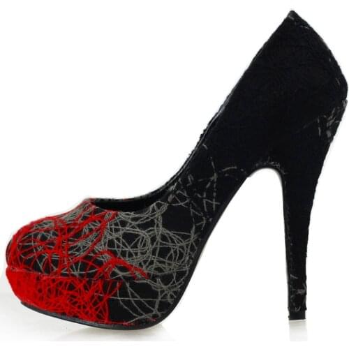 LF30435 New Womens Trendy Abstract Lines Stiletto High Heel Platform Pumps