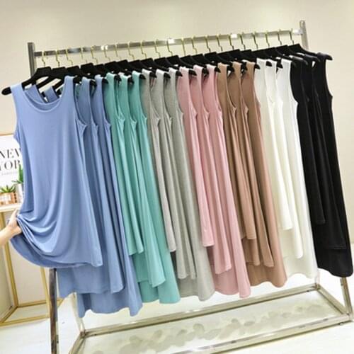 Women Summer Sexy cotton Dress 2021 Plus Size O-neck Sleeveless vest Dress 7 Colors Stretchable Loose Modal Dress