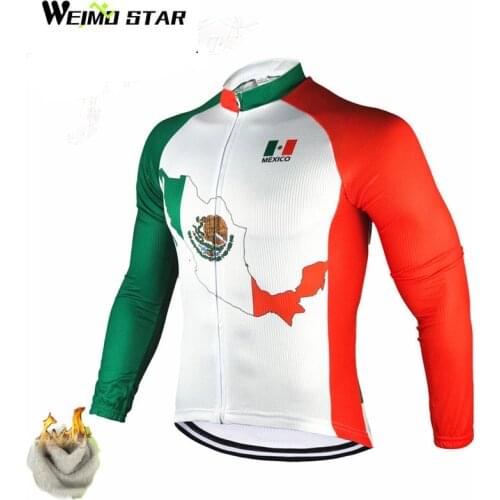 Weimostar Winter Mexico Cycling Jersey Long Sleeve Warm Bicycle Clothing Thermal Fleece Pro Team mtb Bike Jersey ropa ciclismo