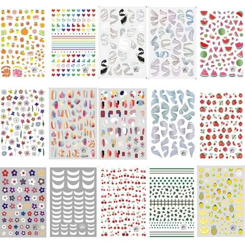 1pcs Nail Art Stickers Cute Fruit Rainbow Ballet Bow Ribbon Love Printing Decoration Stickers DIY Nail Art Accessories Tools