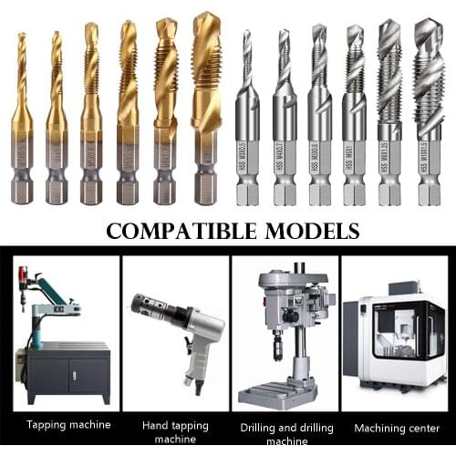1pc Thread M3 M4 M5 M6 M8 M10 Screw Tap Drill Bits Hss Taps Countersink Deburr Metric High Speed Steel 1/4 IN Quick Change Hex