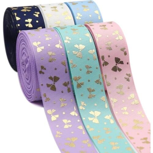 10 Yards 1" 25MM Grosgrain Ribbon Bronzing Bow-Knot Printing Bow Ribbon DIY Crafts Handmade Accessories Y2021042302