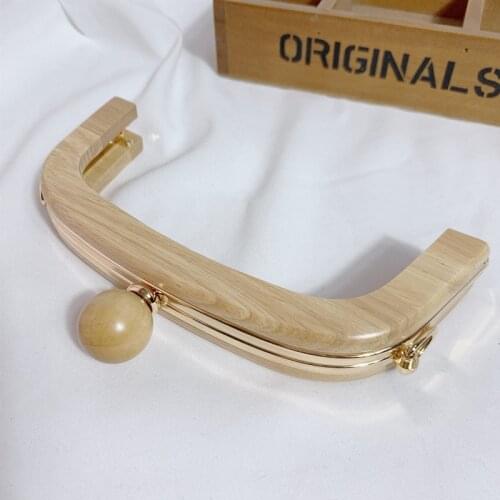20.5 cm half round shape wooden purse frame with metal purse frame inside sewing obag handle with screws handmade diy bag parts