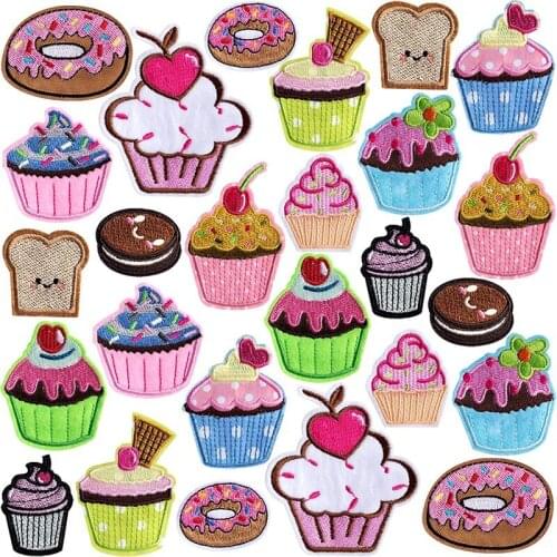 26Pcs Cupcake Embroidered Patches Iron on Patches for Kids Clothing Jackets Bags DIY Patches Sewing Craft Decoration