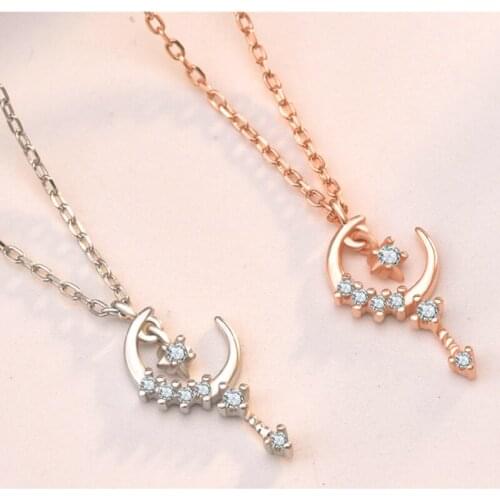 925 Sterling Silver Pendant Necklace Women Statement Personalized Necklace Jewelry Gift Wholesale Star Moon Zircon Top Quality