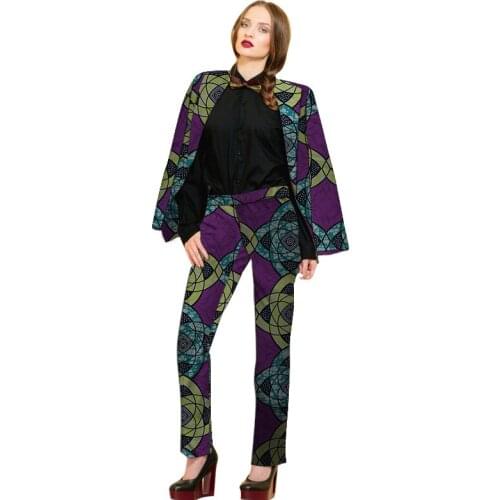 African Print Womens Blazers Patch Trousers Set Clothing Ankara Fashion Ladies Pant Suits Customized