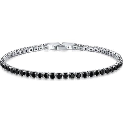 Bulk 10pcs Iced Zircon Tennis Chain Bracelet Mens Hip Hop Jewelry Copper Material Black Box Clasp CZ Bracelet Link 18cm