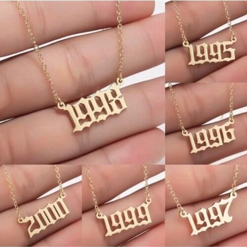 Cxwind Birth Year Necklace Initial Number Pendant Necklace Birth Wedding Anniversary Charm Necklace Friendship for Women Girls