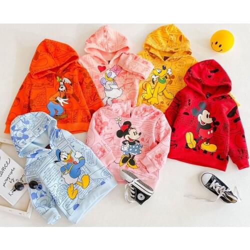 Children' Clothing Mickey Minnie Mouse Autumn Baby Girl Cotton Hooded Coat Mickey Mouse Print Winter Sweatshirt Jacket