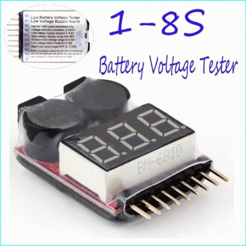 For 1S/2s/3s/4s/5s/6s/7s/8s Low Voltage Buzzer Alarm Lipo Battery Voltage Indicator Tester Wholesale Price for 3.7v 7.4v 11.1v