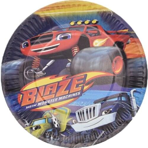 40PCS Blaze Monster Machines paper plates Disposable tableware Boys Birthday Party favors Baby Shower supplies for Kids Gifts