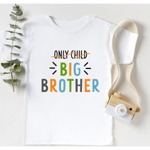 Only Child Big Brother Print Boys T shirt Announcement Funny Casual Kids Clothes Dinosaur Cute Baby Children T-shirts,HKP5434