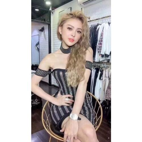 2019 Hot Fashion Sequined Design Sexy Strapless Black Slim Women Bodycon Wholesale Drop Ship Bandage Party Club Night Dresses