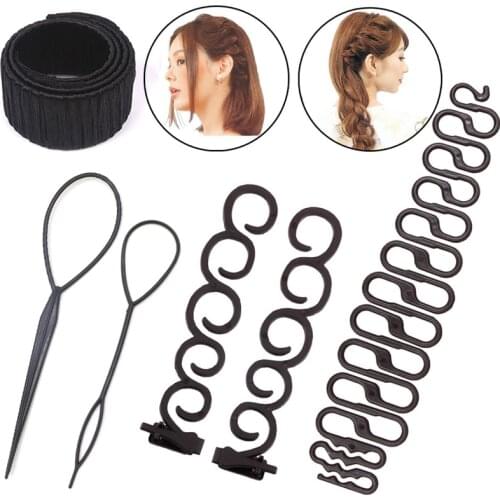 Hair Styling Tool Women Hair Accessories Twist Dunot Bun Maker Sponge Hair Braiding Haipins Clips Weave Braider Roller