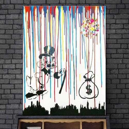 Duck Money Flower Street Wall Graffiti Art Canvas Paintings Abstract Graffiti Art Canvas Prints For Kids Room Cuadros Home Decor