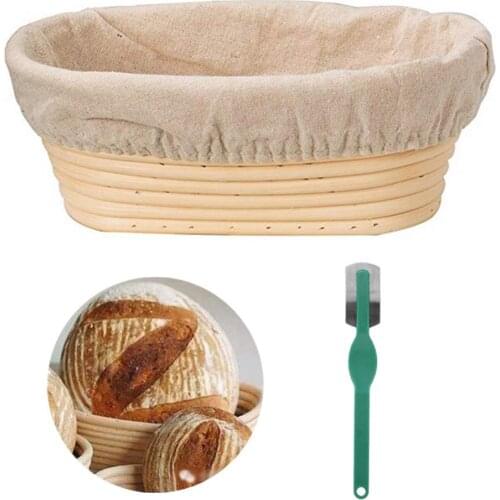 2021 New Rattan Bread Proofing Basket Natural Oval Rattan Wicker Dough Fermentation Sourdough Bread Basket Baking Pastry Tools