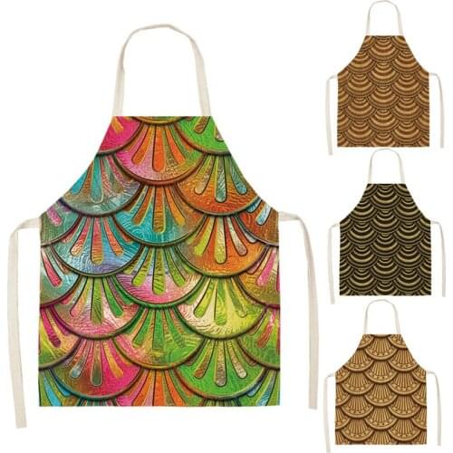 Mermaid Scales Kitchen Aprons Unisex Cooking Catering Work Apron Tabard Belt Halterneck