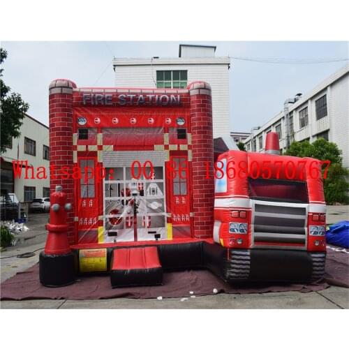 Hot selling inflatable fire truck bouncing house jumping castle jumping combination