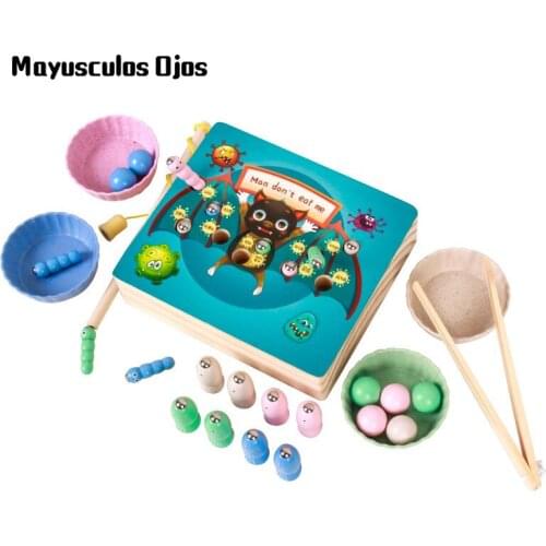 Magnetic Fishing Catching Three-in-one Interactive Educational Toy Children Early Education Hand-eye Coordination Beads Toy
