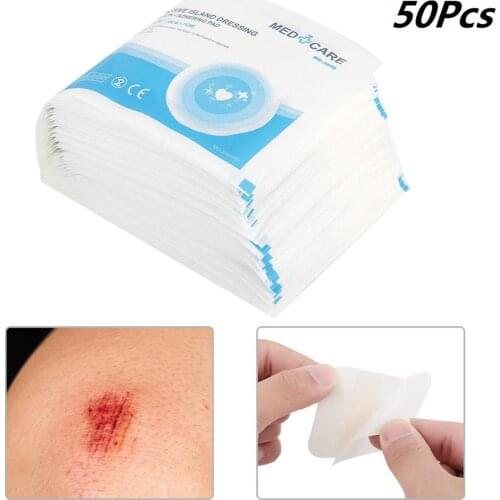 50Pcs / Pack Wound First Aid Self-Adhesive Dressing Paste Absorption Secretion Promote Wound Healing Medical Sterile Tape Supply