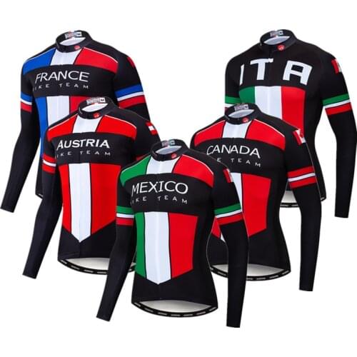 Italy France Mexico Cycling Jersey Long Sleeve Men Pro Team Autumn Bike Clothing Spring Bicycle Clothes Road Cycling Jacket Top