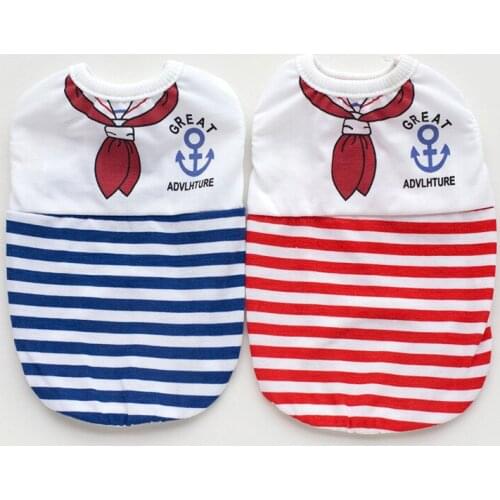 Newest Fashion Navy Striped Spring And Summer New Dog Clothes Vest Pet Clothes Supplies For Small Pets Dog Cotton Vest