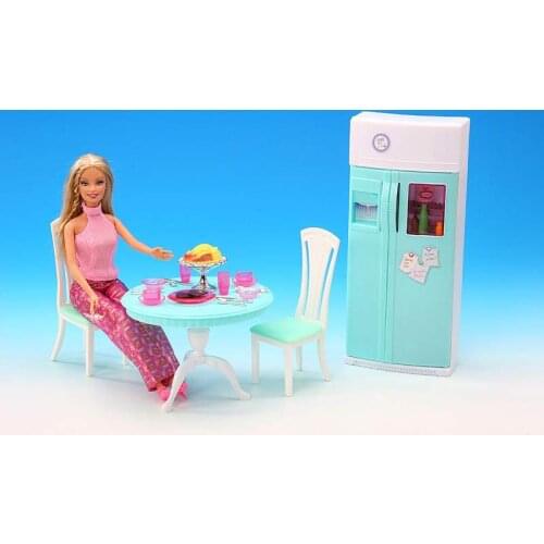 New for barbie accessories fridge Table set equipment kitchen supplies home house accessories large refrigerator