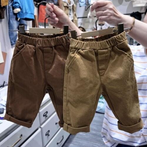 2020 autumn Korean childrens clothes new boys and girls fashion cotton all-match loose straight casual pants