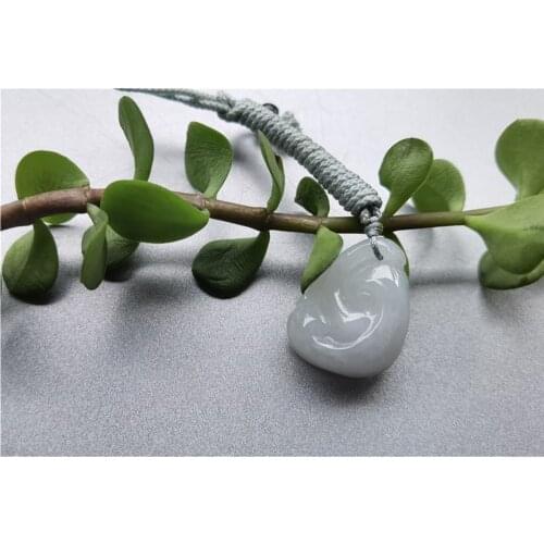 Natural Jade Ruyi Jadeite Emerald Necklace Carved Charm Jewellery Fashion Amulet for Men Women Lucky Gifts