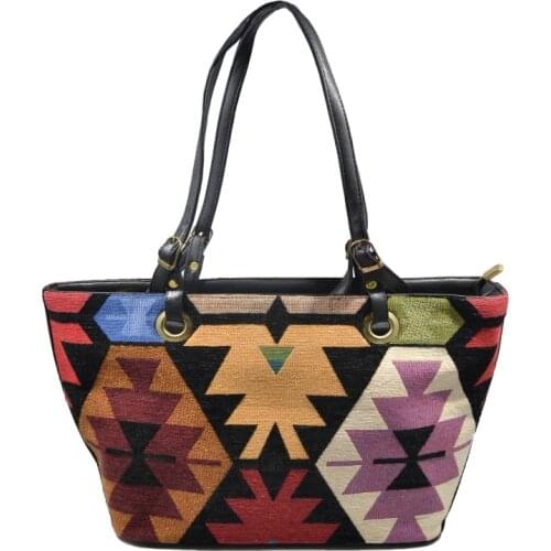 Mixed Patterned Weaving Lady, Top Handle, Shoulder Bag
