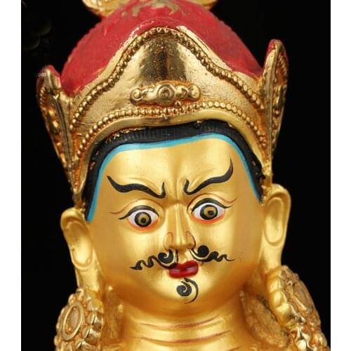 Special Offer -Wholesale Buddha statue 21CM tall HOME Company Money drawing Gilding Gold-plated Guru Padmasambhava Buddha statue