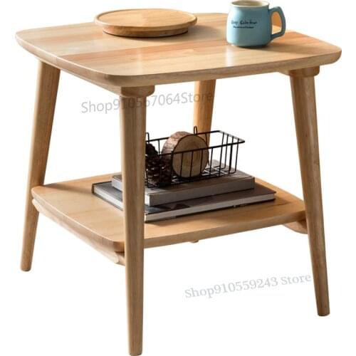 Nordic Solid Wood Side Table Simple Small Coffee Table Modern Living Room Sofa Corner Table Light Luxury Creative Side Cabinet H