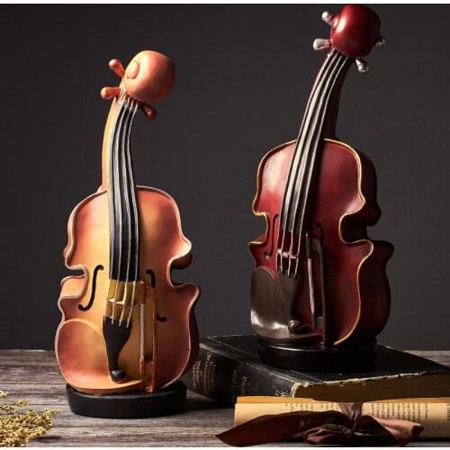 Retro old violin instrument clock home decoration retro Furniture decoration living room wine cabinet decoration furnishings