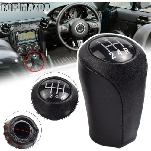 5/6-Speed Gear Shift Knob for MAZDA 3 BK BL 5 CR CW 6 II GH CX-7 ER MX-5 NC III MT Leather Shifter Lever Arm Stick Headball New