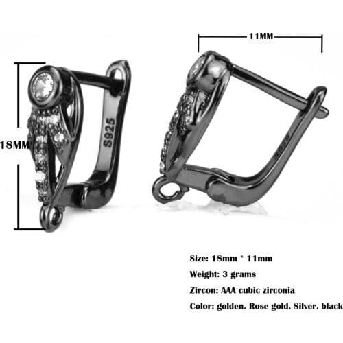 Micropave square protruding ear clip ear buckle DIY earring jewelry accessories handmade earrings