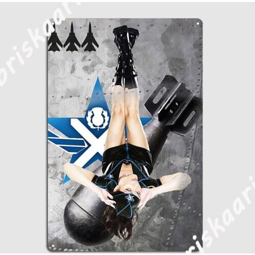 Scottish Air Force Bomber Girl Metal Sign Wall Decor Cinema Living Room Club Bar Retro Tin sign Poster
