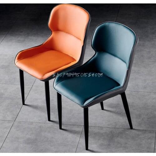Modern Minimalist Dining Chair Leather Art Backrest Light Luxury Minimalist Casual Chair Restaurant Hotel Soft Bag Desk Chair