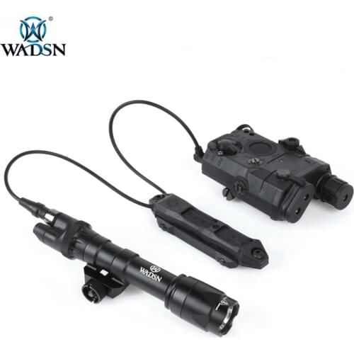Tactical Airsoft Flashlight + PEQ-15 Red Laser + Dual Control Switch BK DE