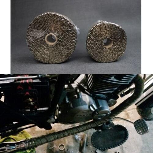 10m / 5m Titanium Thermal Exhaust Heater Pipe Tape With 4 Durable Steel Ties Heat Insulating Resistant Wrap Fireproof Cloth Roll