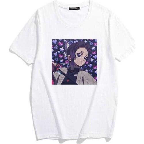 2021 New Women T-shirt Demon Slayer Cartoon T Shirt Female Harajuku Kawaii Streetwear White Round Neck Ladies TopTees Clothing