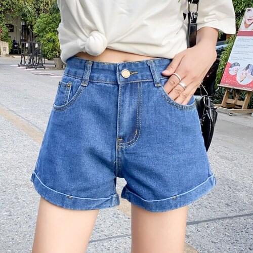 Woman Denim Shorts Women High Waist Short Jeans Thin Multi-size 2021 Summer Casual New Slim Female Short Fashion Blue Washed