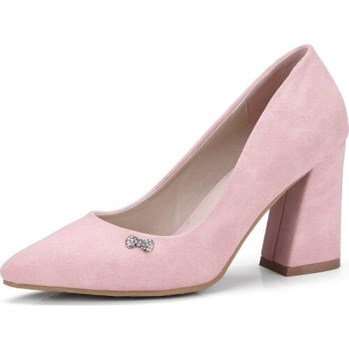 2018 the new fashion womens shoes point thick with high heel joker shallow mouth size size 32 single shoes, 18324-42