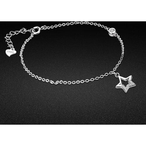 New arrival 100% 925 sterling silver bracelet womens classic star bracelet minimalist jewelry birthday gift Pulseira Fêmea