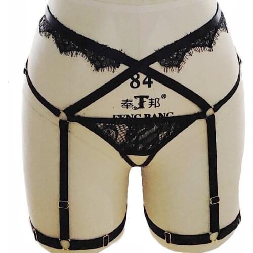 Women Sexy Lace Garter Belt Body Cage Leg Stockings Perspective Top Thigh-Highs Suspender Belt Pole Dance Bondage Harness Garter