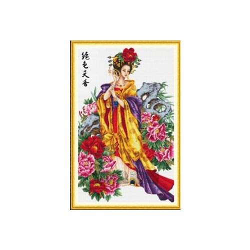 Gold Collection Beautiful Counted Cross Stitch Kit Chinese Beauty Woman Lady Girl Jue Se Tian Xiang dome