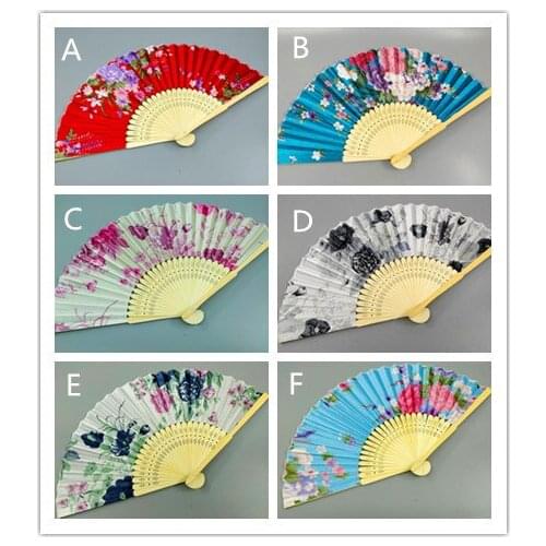10pcs Colorful Chinese Bamboo Folding Hand Fan Flowers Floral Wedding Dance Party Decor