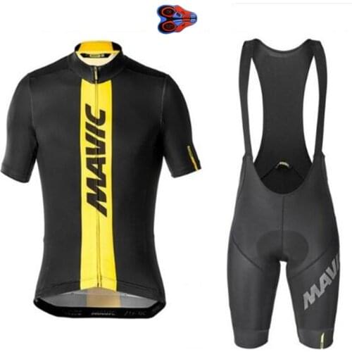 2019 BLACK MAVIC Cycling Clothing Bike Jersey Quick Dry Mens Bicycle Clothing Summer Team Cycling Jerseys 9D Gel Bike Shorts Set