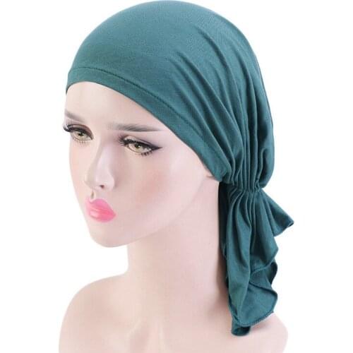2020 New Muslim Women Ruffle Hijab Caps Modal Underscarf Bonnet Cotton Turbanet Ladies Headband Turban Hair Loss Chemo Cap