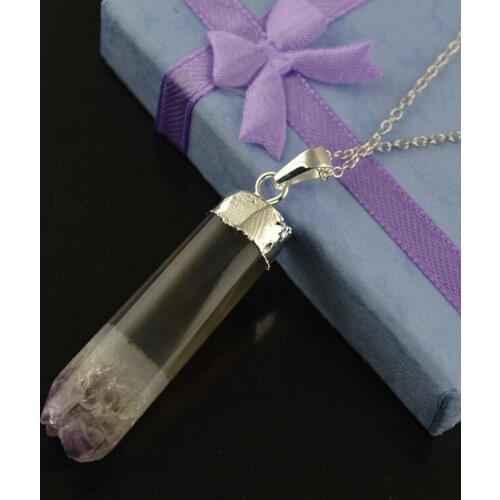5pcs Natural Semi-precious Stone Silver Plated Druzy Purple Crystal Necklace Pendant For Luxury Women Jewelry