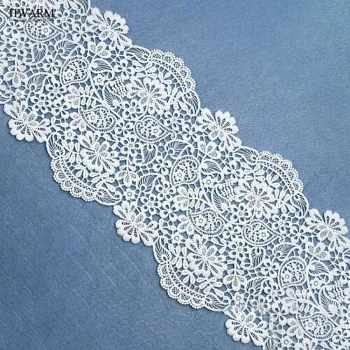 5yards 17.5cm white african lace fabric ribbon cloth accessories DIY wedding decoration Explosive spot white hollow bar code